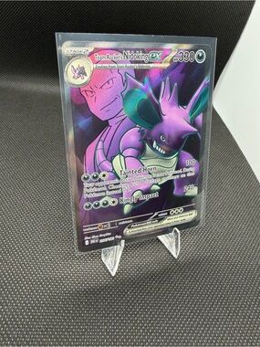 Pokemon Full Art Team Rocket's Nidoking EX Holographic Card - Purple & Green